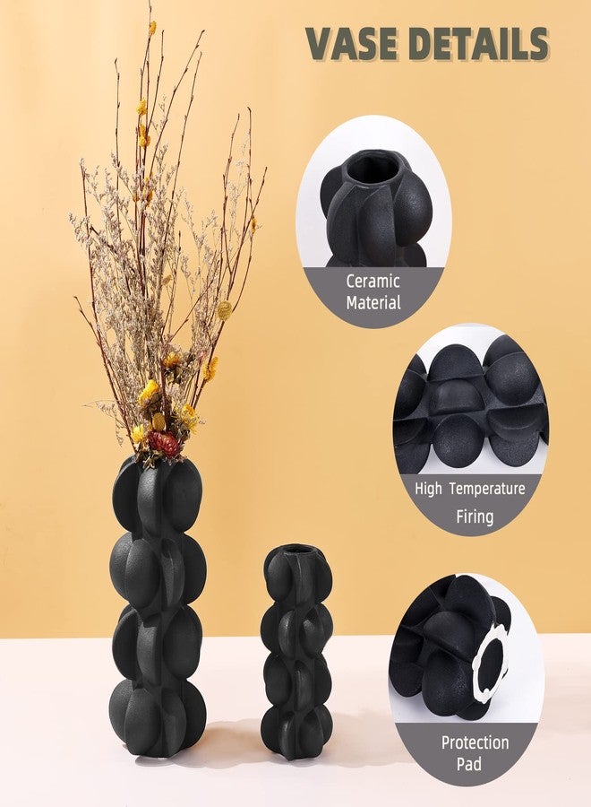 Biyread 9-Inch Ceramic Flower Vase for Modern Farmhouse Decoration, Black Flower Vase for Home Decor Living Room, Home, Office, Centerpiece,Table and Wedding (Small, Black) - Image 2